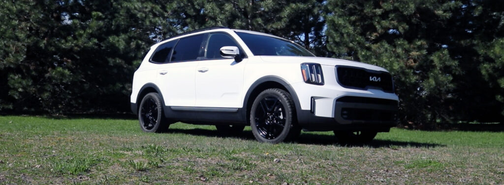 The 2023 Kia Telluride on display in white.