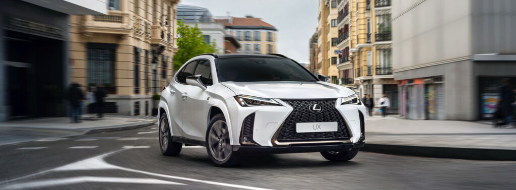 2024 Lexus UX 250h reveal image on the road