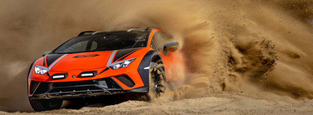 Lamborghini Sterrato off-road in the desert.