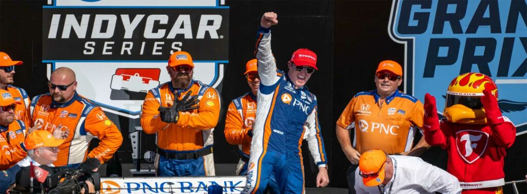 Scott Dixon on podium at Gallagher Indy Grand Prix