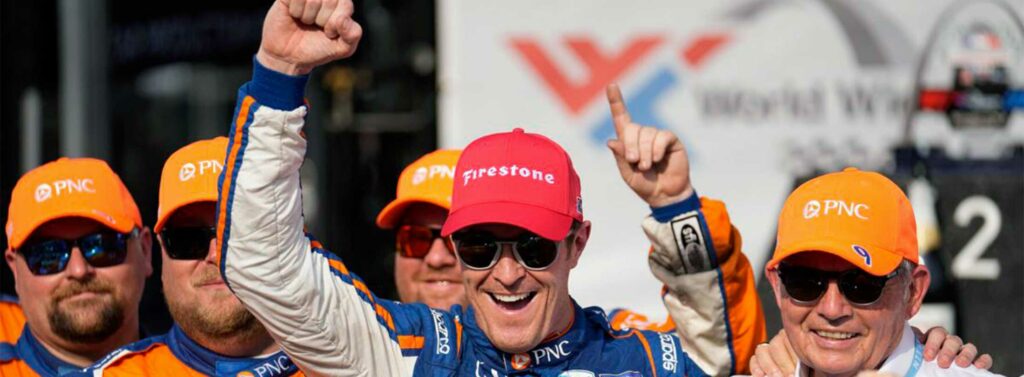 2023-IndyCar-WeatherTech-Raceway-Laguna-Seca-Winner-Scott-Dixon-Celebrates-by-AutomotiveWoman