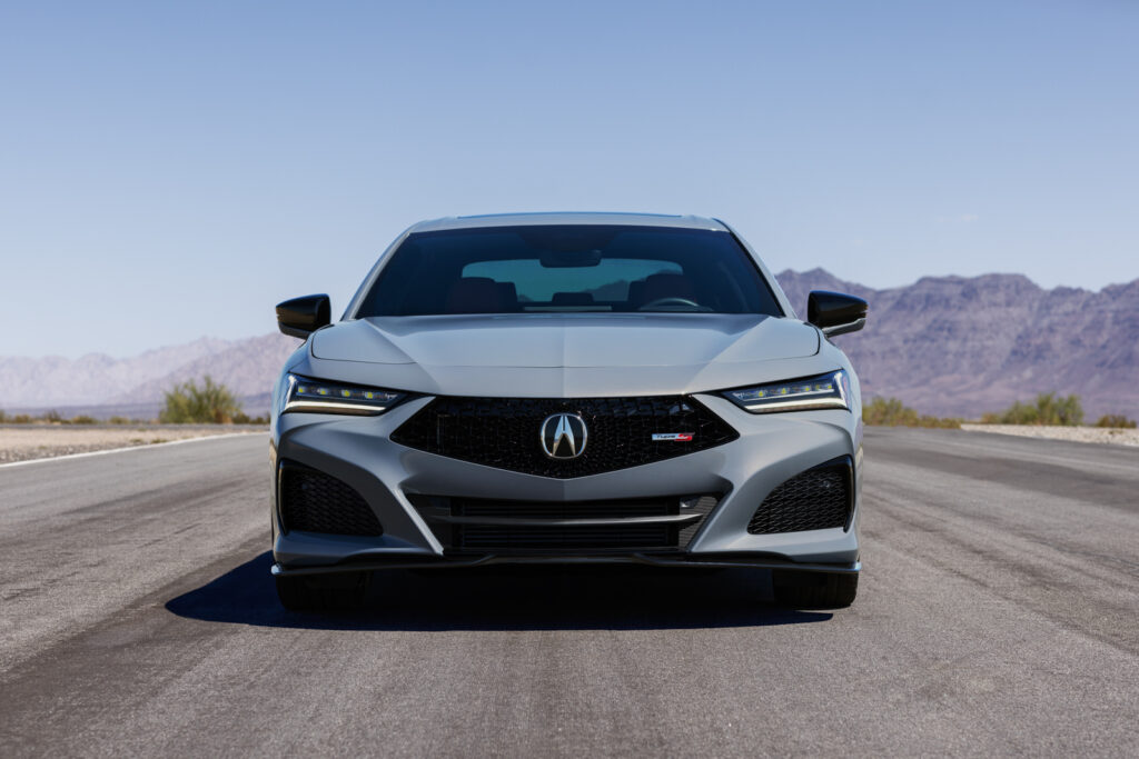 Image showcasing front profile of the 2024 Acura TLX Type S in grey