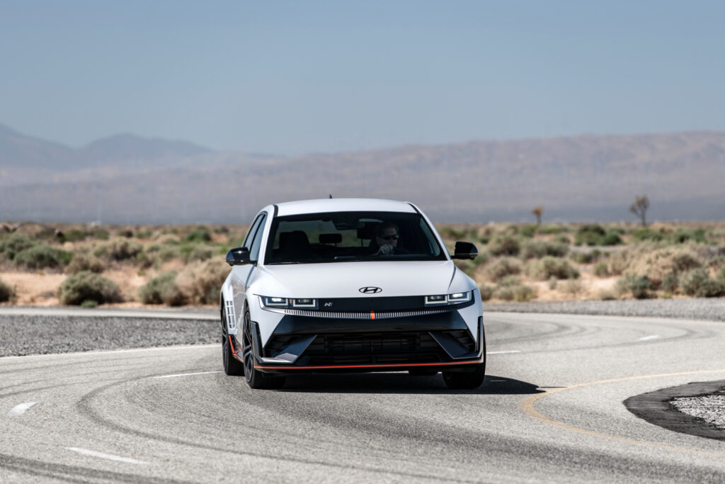 2025 Hyundai IONIQ 5 N front profile on mountain road