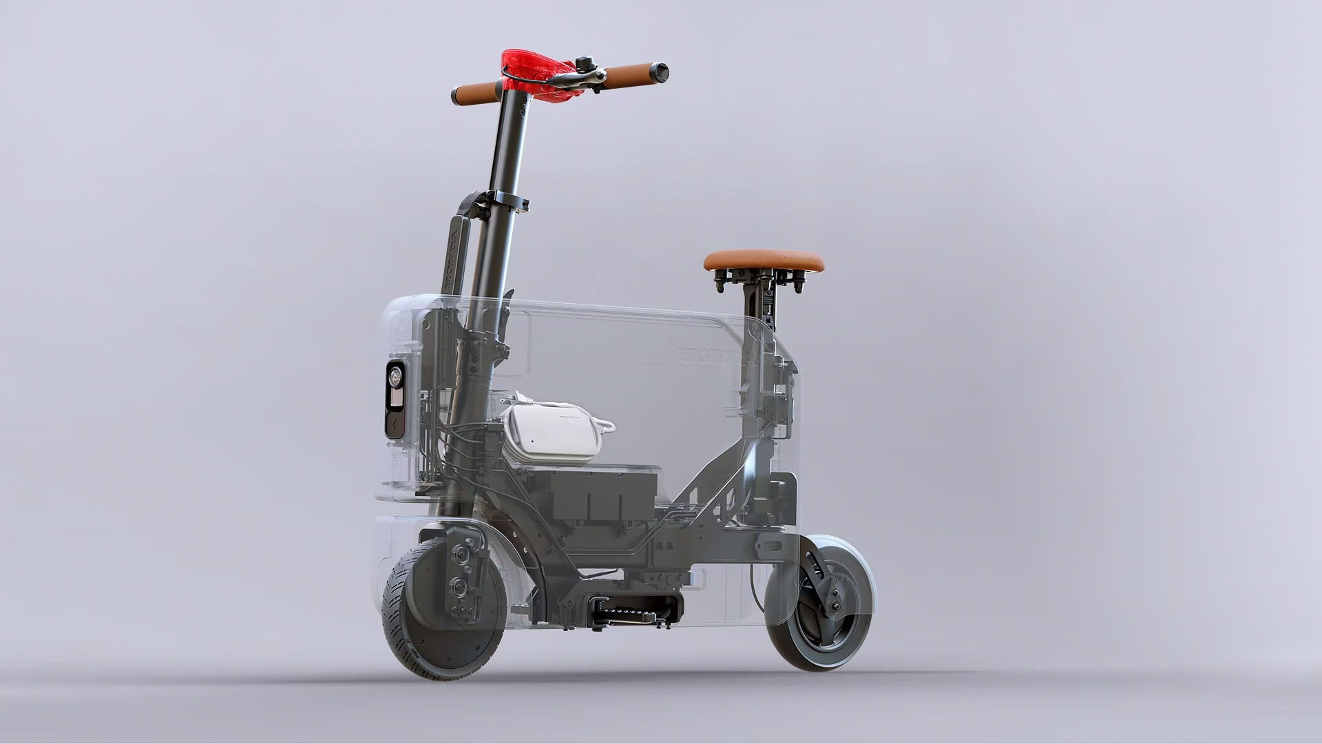 Image showcasing the side profile x-ray of the Honda Motocompacto electric scooter