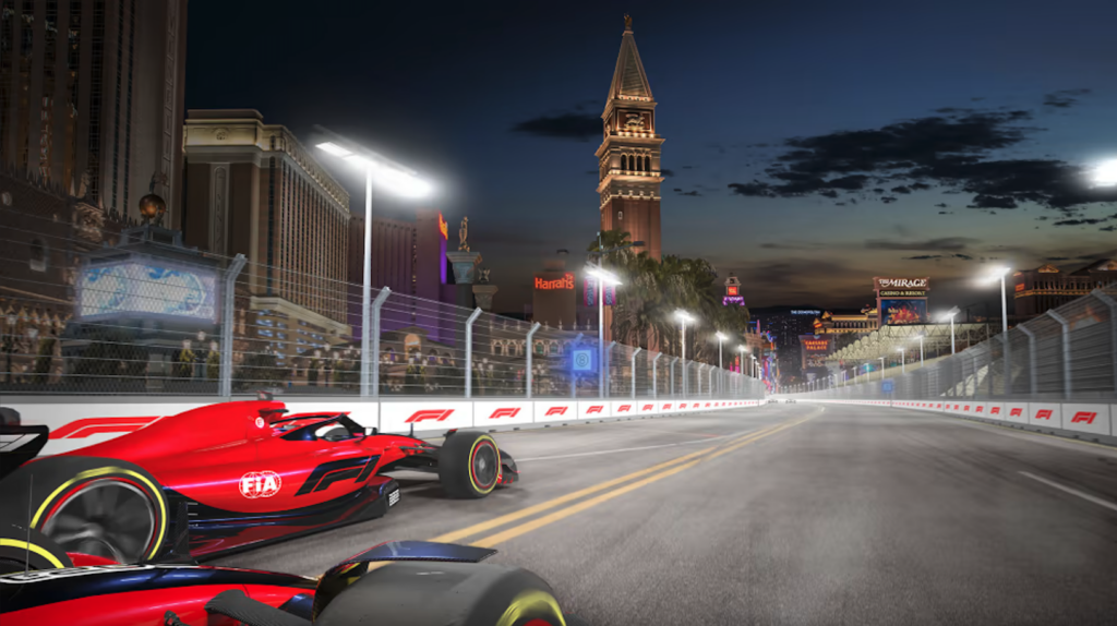 Image showcasing rendering of 2023 Formula 1 Heineken Silver Las Vegas Grand Prix