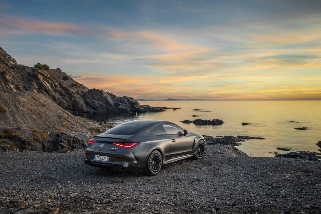 Image showcasing rear passenger profile of the new The Mercedes-AMG CLE Coupe