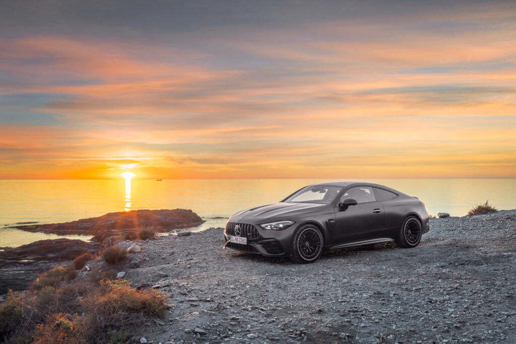 Image showcasing front driver profile of the new The Mercedes-AMG CLE Coupe