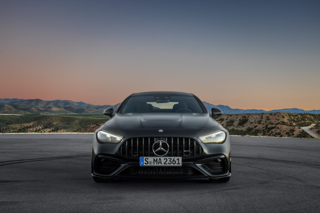 Image showcasing front profile of the new The Mercedes-AMG CLE Coupe