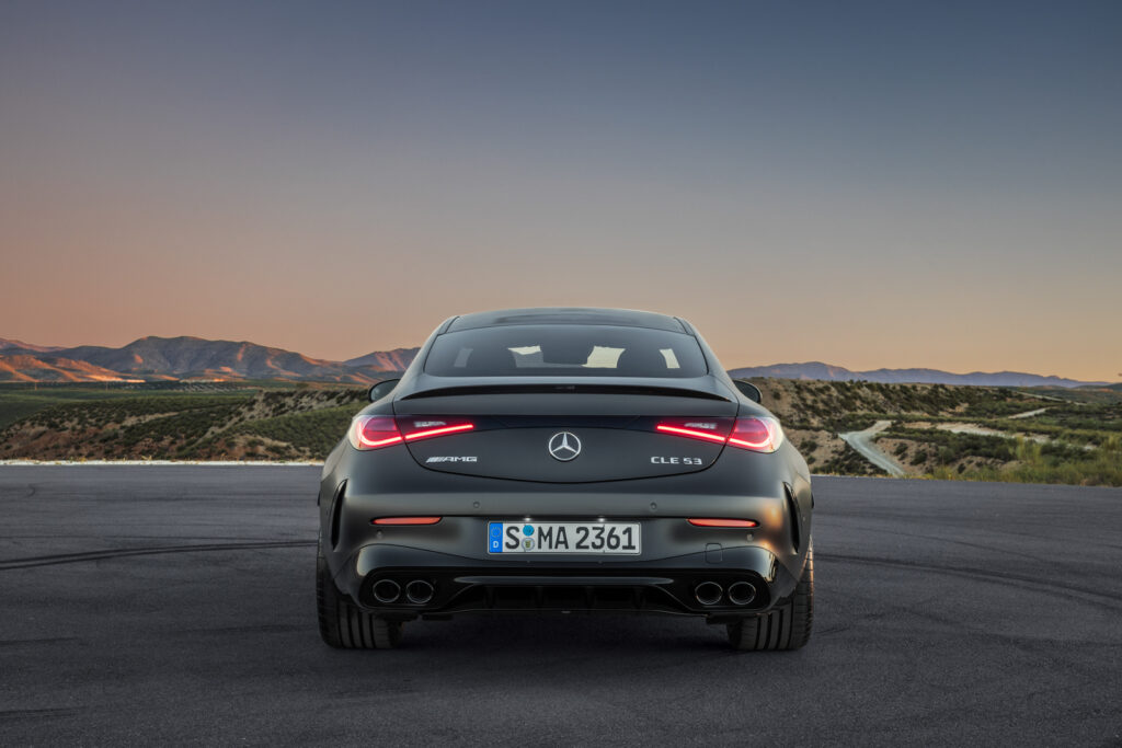 Image showcasing rear profile of the new The Mercedes-AMG CLE Coupe