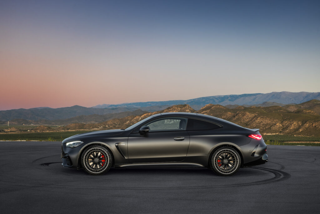 Image showcasing driver side profile of the new The Mercedes-AMG CLE Coupe