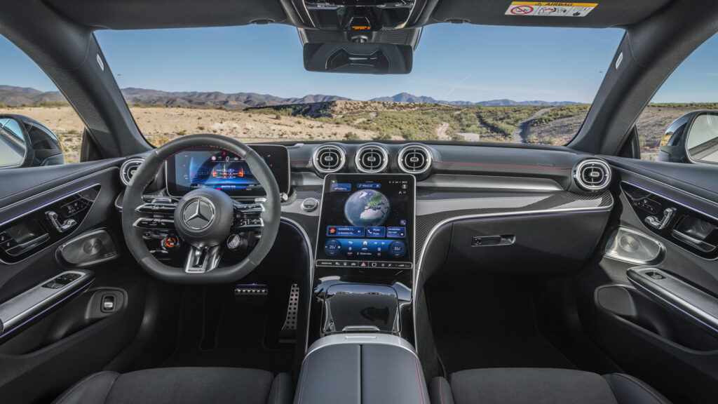 Image showcasing interior infotainment profile of the new The Mercedes-AMG CLE Coupe