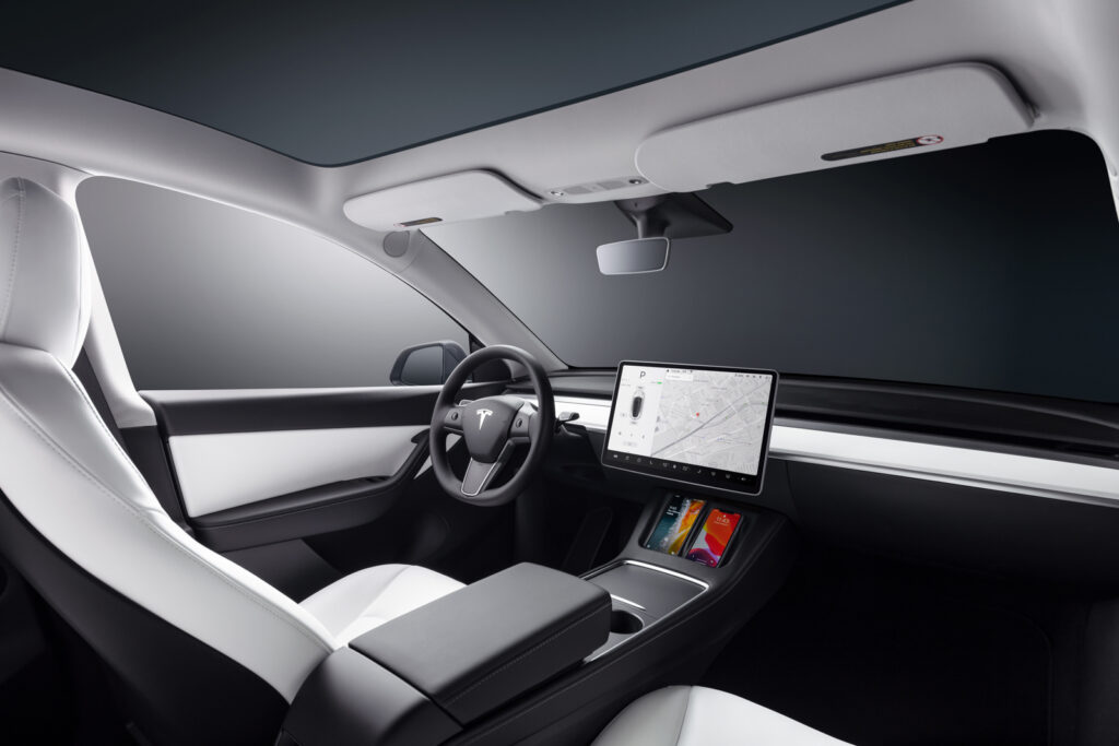 Image showcasing driver interior profile of the Tesla Model Y