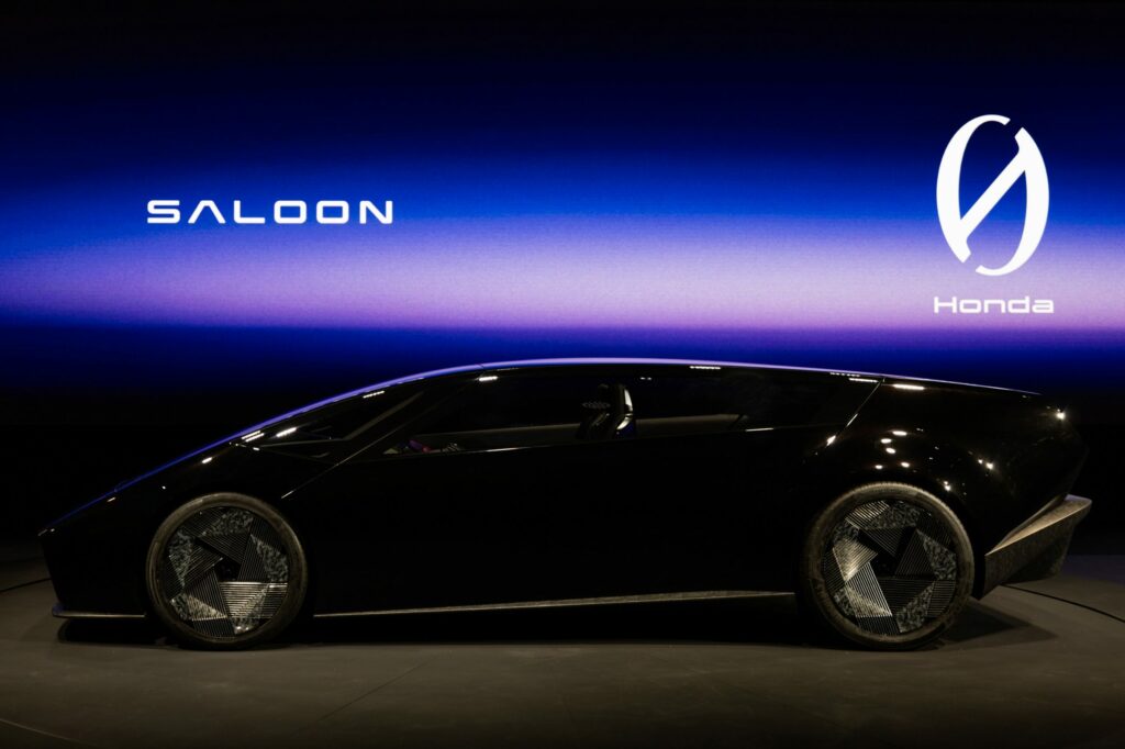 Image showcasing Honda 0 Series EV Saloon at CES 2024 side driver profile