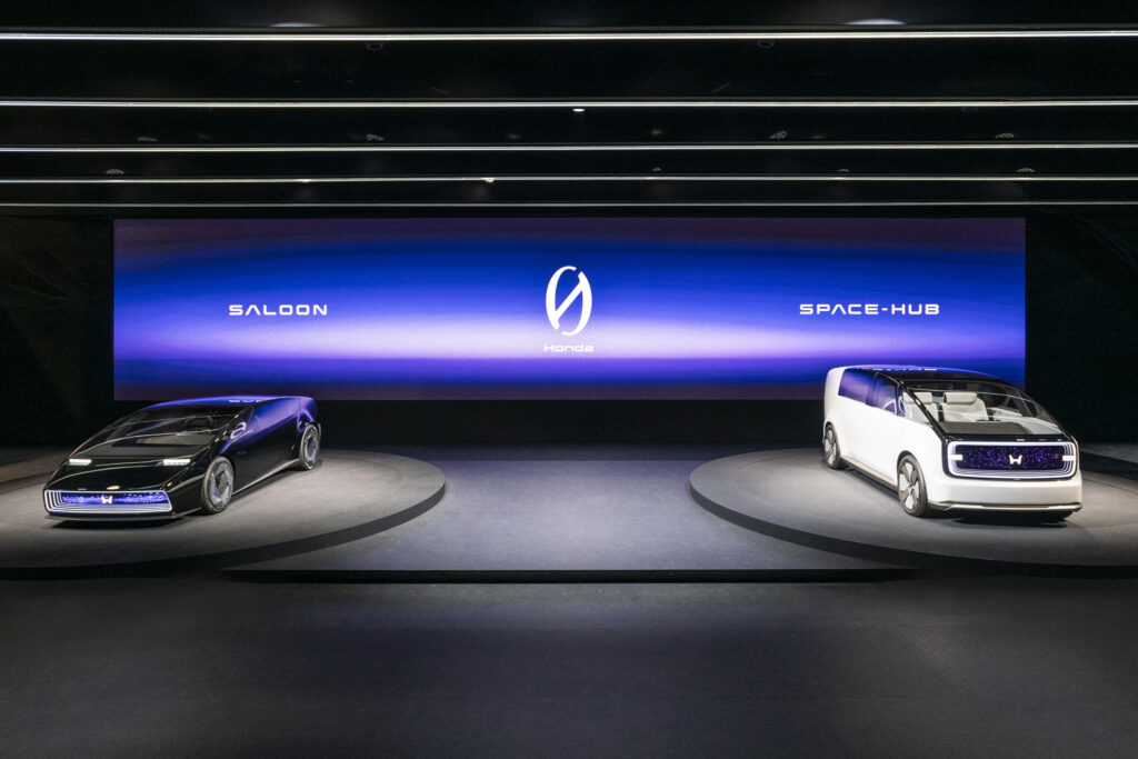Image showcasing Honda 0 Series EV Saloon and Space-Hub at CES 2024