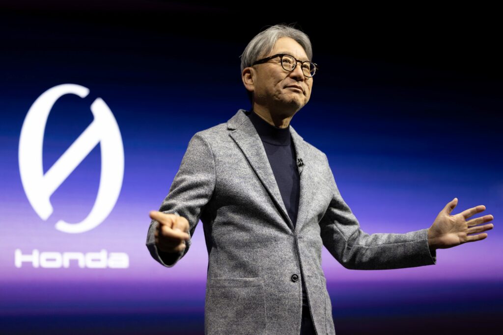 Image showcasing Toshihiro Mibe Honda Global CEO at CES 2024 Press Conference for Honda 0 Series EV