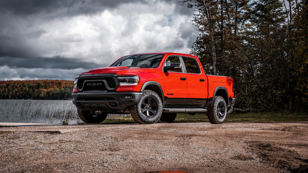 Image showcasing 2024 Ram 1500 Rebel in red