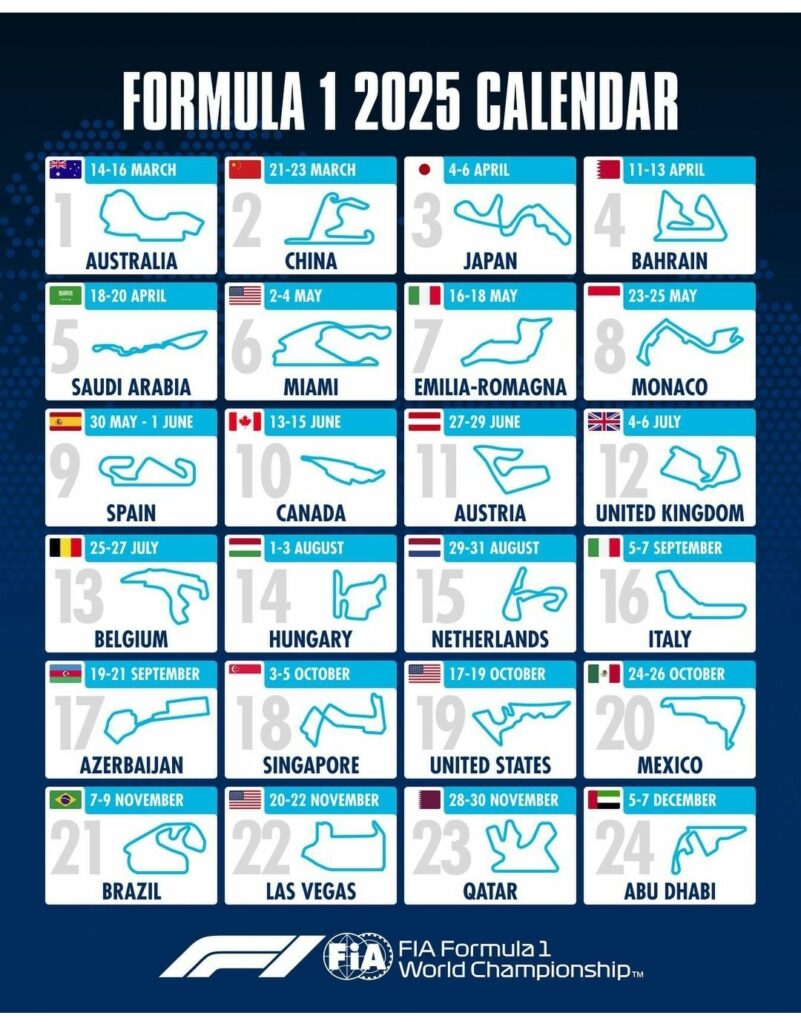 Unveiled The 2025 Formula One Calendar