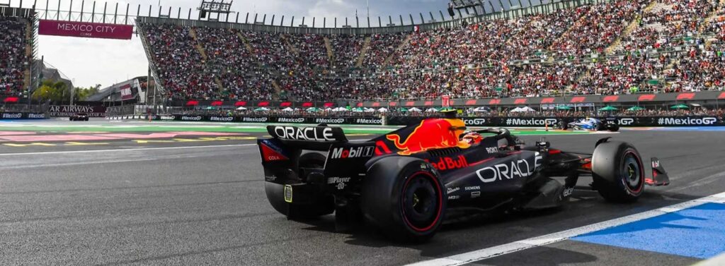 Red Bull Race Car on Track at Mexico GP